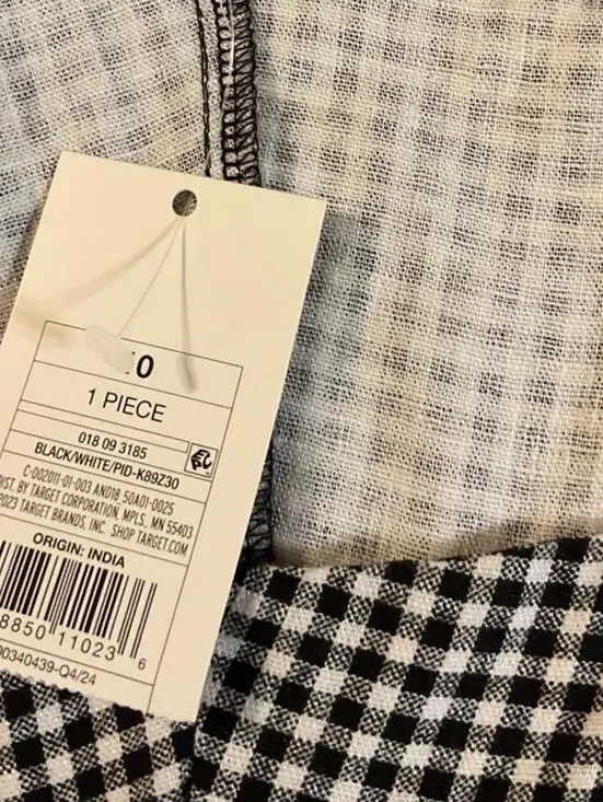 NWT A New Day Black and White Gingham Puff Sleeve Dress Size 10 - Picture 5 of 6